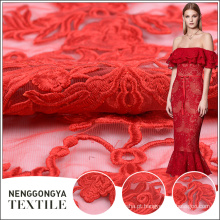 Personalizado atacado moda bordado vermelho vestido de noiva rendas